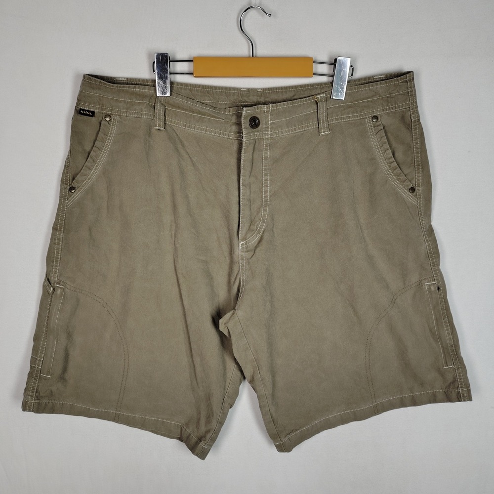 KUHL Cargo Hiking Shorts Olive Khaki Mens Size 40 Cotton Outdoor Casual